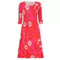 Alquema. 3/4 Sleeve Smash Pocket Dress. Pink flower spot