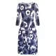 Alquema. 3/4 Sleeve Smash Pocket Dress. Indigo flower spot..